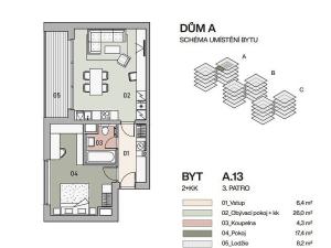 Prodej bytu 2+kk, Praha - Vysočany, Pod Krocínkou, 55 m2