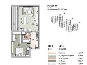 Prodej bytu 2+kk, Praha - Vysočany, Pod Krocínkou, 54 m2