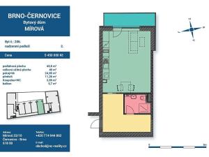 Prodej bytu 1+kk, Brno, Mírová, 41 m2