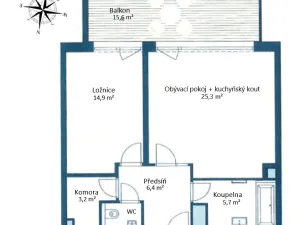 Pronájem bytu 2+kk, Praha - Smíchov, Podbělohorská, 62 m2