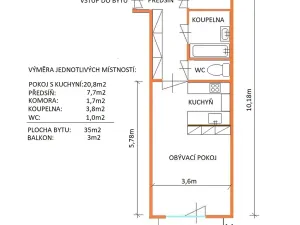 Prodej bytu 1+kk, Brno, Zderadova, 35 m2