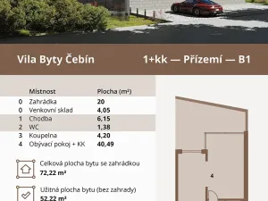 Prodej bytu 1+kk, Čebín, 72 m2