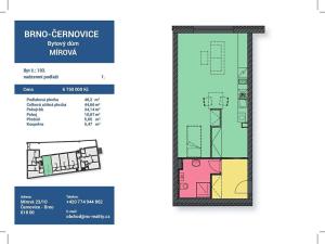 Prodej bytu 1+kk, Brno, Mírová, 46 m2