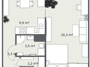 Pronájem bytu 1+1, Chomutov, Hutnická, 39 m2