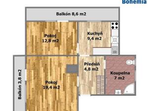 Pronájem bytu 2+1, Český Brod, Palackého, 66 m2