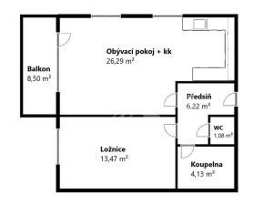 Pronájem bytu 2+kk, Praha - Háje, Loosova, 51 m2