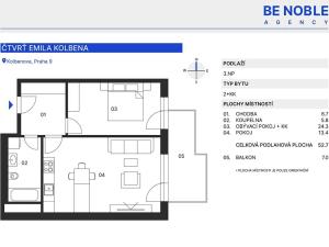 Prodej bytu 2+kk, Praha - Vysočany, Fafkových, 53 m2