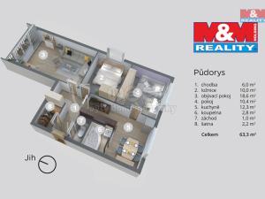 Prodej bytu 3+1, Jílové - Kamenná, Teplická, 62 m2