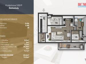 Prodej bytu 3+kk, Praha - Štěrboholy, Kryšpínova, 63 m2