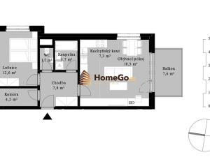 Pronájem bytu 2+kk, Praha - Modřany, Kolmanova, 59 m2