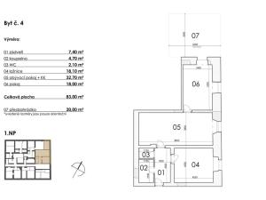 Prodej bytu 3+kk, Postupice, Blanická, 83 m2