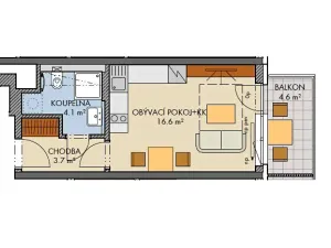 Prodej bytu 1+kk, Praha - Dolní Měcholupy, Honzíkova, 30 m2