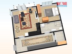 Pronájem bytu 2+kk, Praha - Řepy, Kutrovická, 60 m2