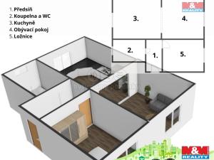 Pronájem bytu 2+1, Chomutov, Karla Buriana, 48 m2