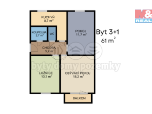Prodej bytu 3+1, Moravská Třebová - Předměstí, Zahradnická, 61 m2