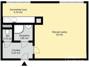 Pronájem bytu 1+kk, Kolín, Na Magistrále, 30 m2