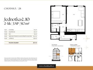 Prodej bytu 2+kk, Praha - Vinohrady, Chodská, 52 m2