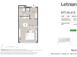 Prodej bytu 1+kk, Praha - Letňany, Tupolevova, 45 m2