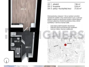 Pronájem bytu 1+kk, Brno, Bratislavská, 32 m2