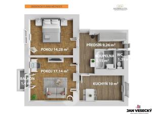 Pronájem bytu 2+1, Praha - Čakovice, Svratecká, 55 m2