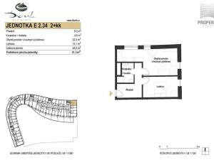 Prodej bytu 2+kk, Brno, Bystrcká, 51 m2