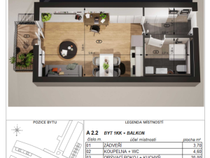 Prodej bytu 1+kk, Dačice - Dačice V, U Stadionu, 30 m2