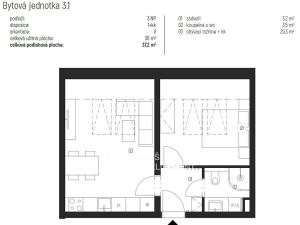 Pronájem bytu 2+kk, Únětice, Rýznerova, 47 m2