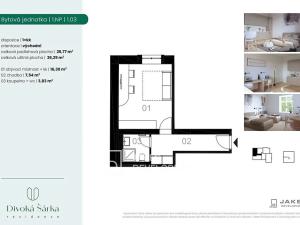 Pronájem bytu 1+kk, Praha - Liboc, Jenečská, 27 m2