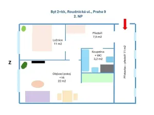 Prodej bytu 2+kk, Praha - Střížkov, Roudnická, 56 m2