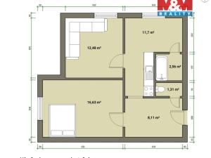 Prodej bytu 2+1, Tachov, Zárečná, 53 m2