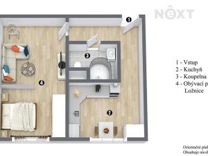 Pronájem bytu 1+1, Žatec, Jabloňová, 40 m2