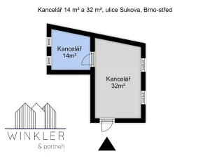 Pronájem kanceláře, Brno, Sukova, 46 m2