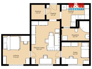 Prodej bytu 3+1, České Budějovice - České Budějovice 2, Větrná, 60 m2