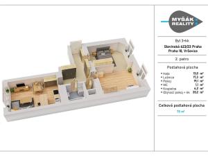 Prodej bytu 3+kk, Praha - Vršovice, Slovinská, 75 m2
