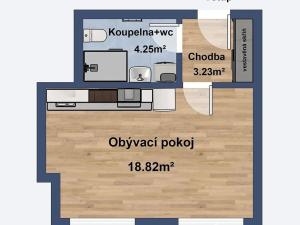 Pronájem bytu 1+kk, Praha - Hlubočepy, Chlupáčova, 27 m2