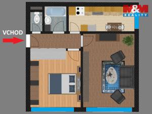 Pronájem bytu 2+1, Zruč nad Sázavou, Slunný vrch, 46 m2