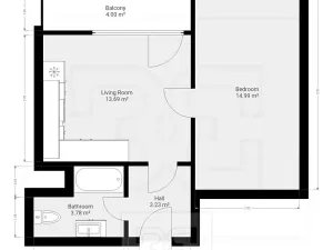 Pronájem bytu 2+kk, Liberec, Česká, 40 m2