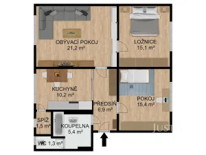 Prodej bytu 3+1, Písek, Pražská, 103 m2