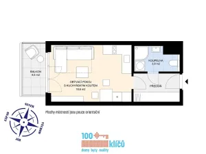 Pronájem bytu 1+kk, Praha - Třebonice, K metru, 30 m2