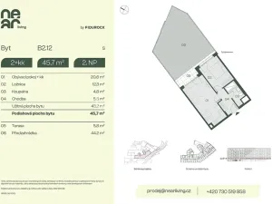 Prodej bytu 2+kk, Praha - Libeň, Na kopečku, 43 m2