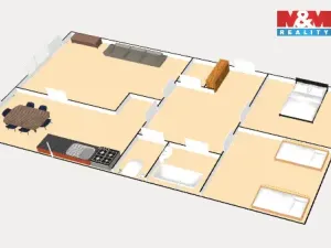 Pronájem bytu 3+1, Praha - Stodůlky, Kálikova, 70 m2