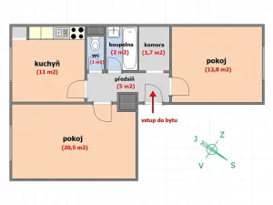 Prodej bytu 2+1, Neratovice, Čtvercová, 60 m2