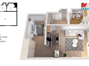 Prodej bytu 2+kk, Praha - Bubeneč, M. J. Lermontova, 43 m2