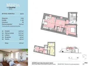 Prodej bytu 2+kk, Miličín, 53 m2
