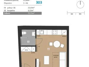 Pronájem bytu 1+kk, Brno, Rumiště, 25 m2