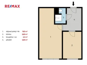 Prodej bytu 2+kk, Praha - Prosek, Zárybská, 42 m2