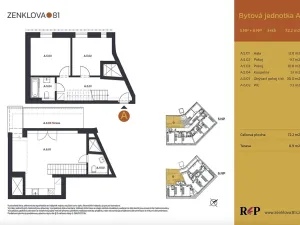 Prodej bytu 3+kk, Praha - Libeň, Zenklova, 72 m2