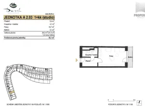Pronájem bytu 1+kk, Brno, Bystrcká, 30 m2
