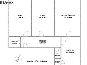 Pronájem bytu 3+1, Kladno, Poštovní náměstí, 89 m2