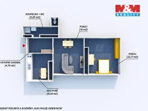 Pronájem bytu 2+1, Nepomuk, náměstí Augustina Němejce, 61 m2
